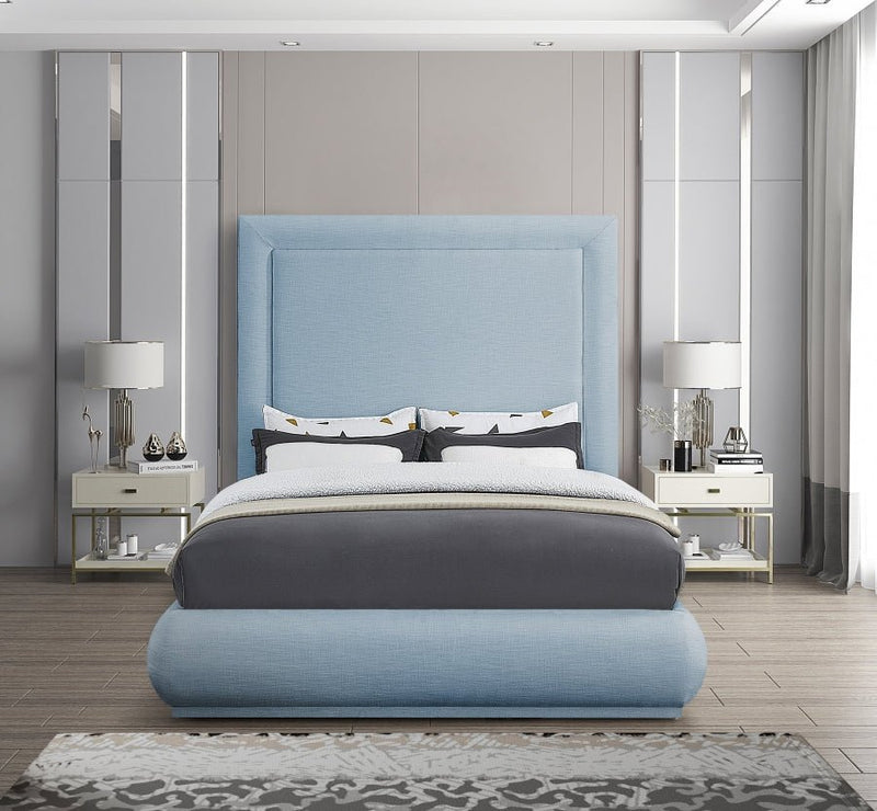 Brooke Linen Textured Fabric King Bed Light Blue - Gate FurnitureKing Bed