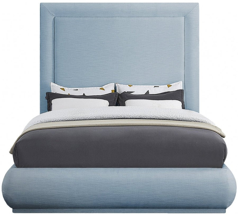 Brooke Linen Textured Fabric King Bed Light Blue - Gate FurnitureKing Bed