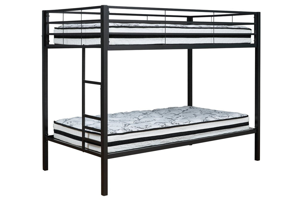Broshard Black Twin over Twin Metal Bunk Bed - B075-159 - Gate Furniture