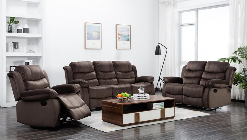 Brownie Cocoa Short Plush Reclining Living Room Set - Gate FurnitureLiving Room Set