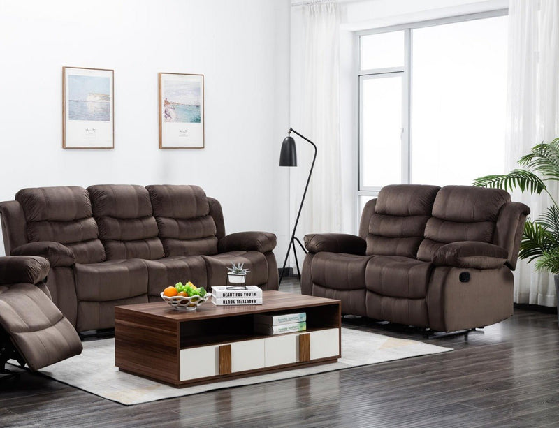 Brownie Cocoa Short Plush Reclining Living Room Set - Gate FurnitureLiving Room Set