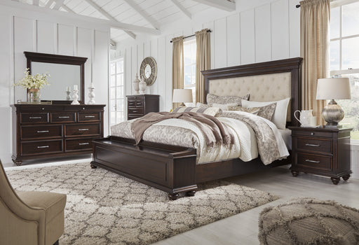 Brynhurst Dark Brown Upholstered Storage Bedroom Set - Gate Furniture