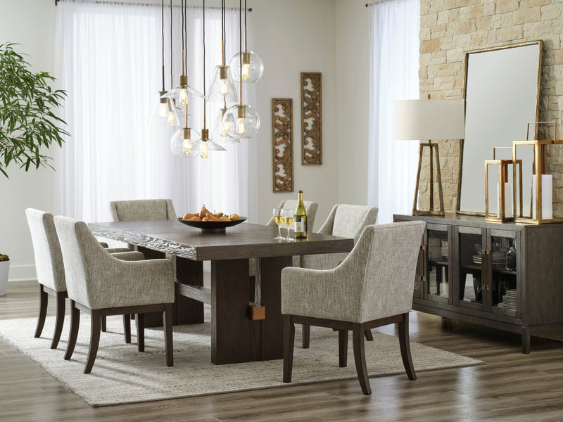Burkhaus Dark Brown Extendable Upholstered Dining Set - Gate FurnitureDining Room Set