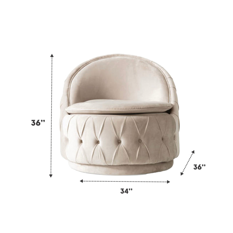 Bursa 34 in. Chair in Cream - Gate FurnitureLiving Room Chair