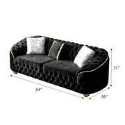 Bursa 84 in. Loveseat in Black Velvet - Gate FurnitureLoveseat