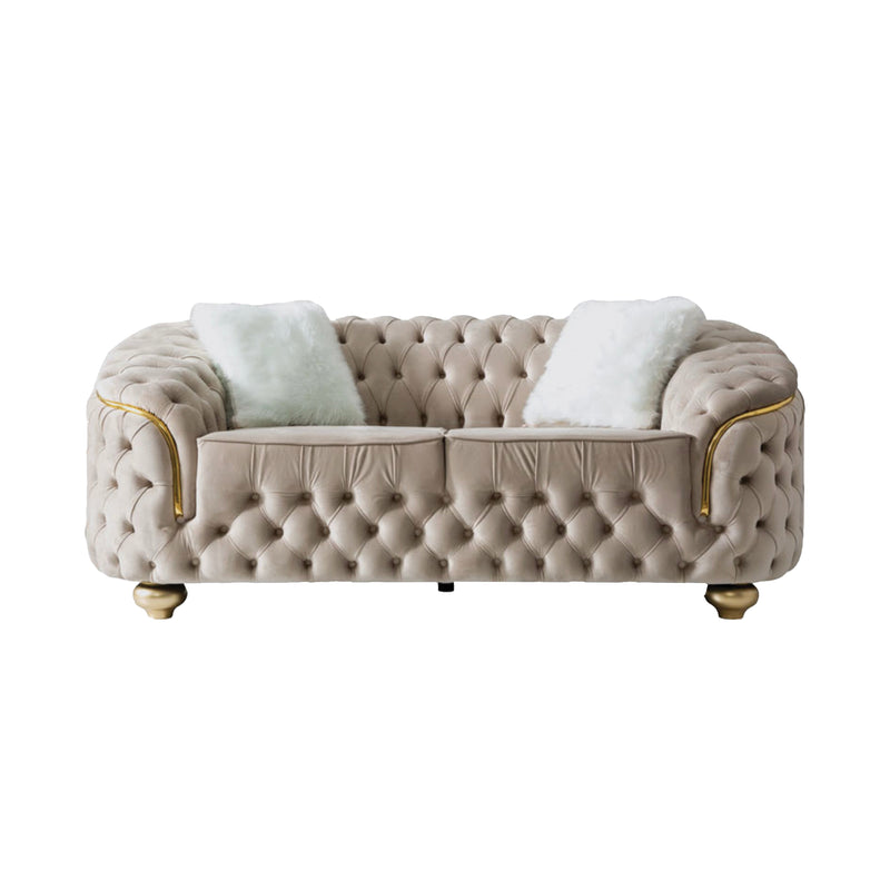 Bursa 84 in. Loveseat in Cream Velvet - Gate FurnitureLoveseat