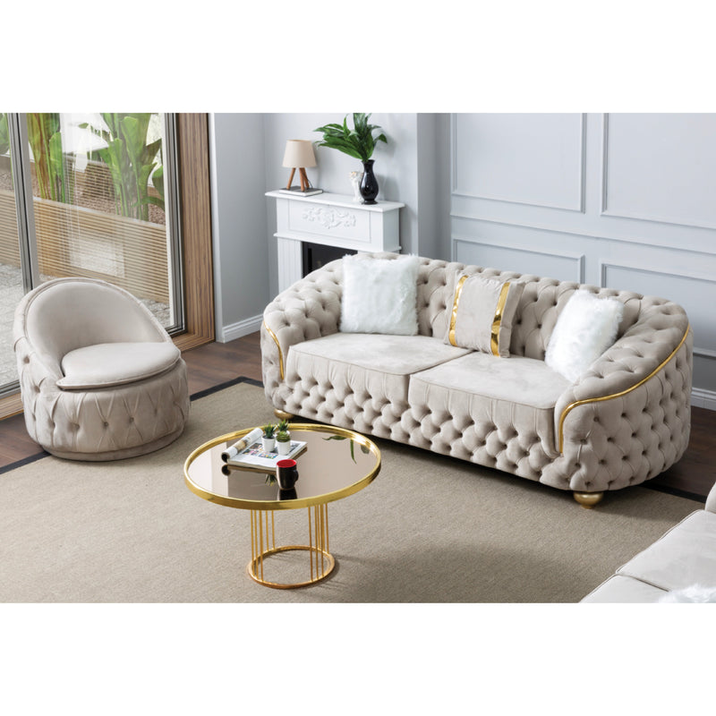 Bursa 84 in. Loveseat in Cream Velvet - Gate FurnitureLoveseat