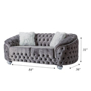 Bursa 84 in. Loveseat in Gray Velvet - Gate FurnitureLoveseat