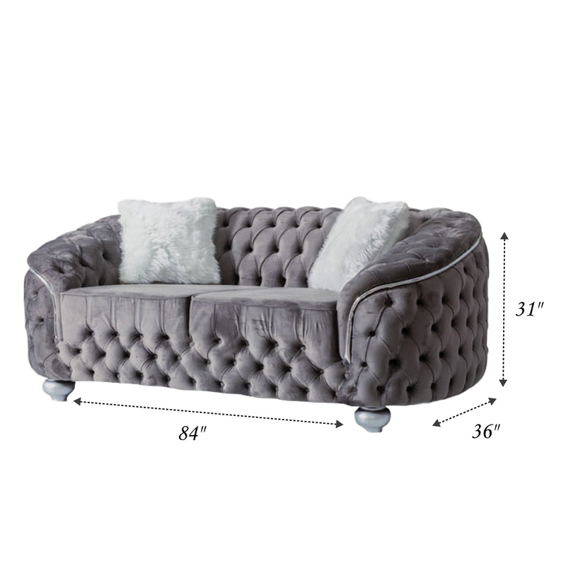 Bursa 84 in. Loveseat in Gray Velvet - Gate FurnitureLoveseat