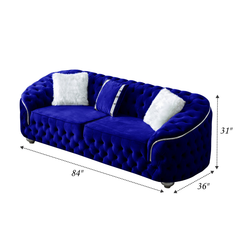 Bursa 84 in. Loveseat in Navy Velvet - Gate FurnitureLoveseat
