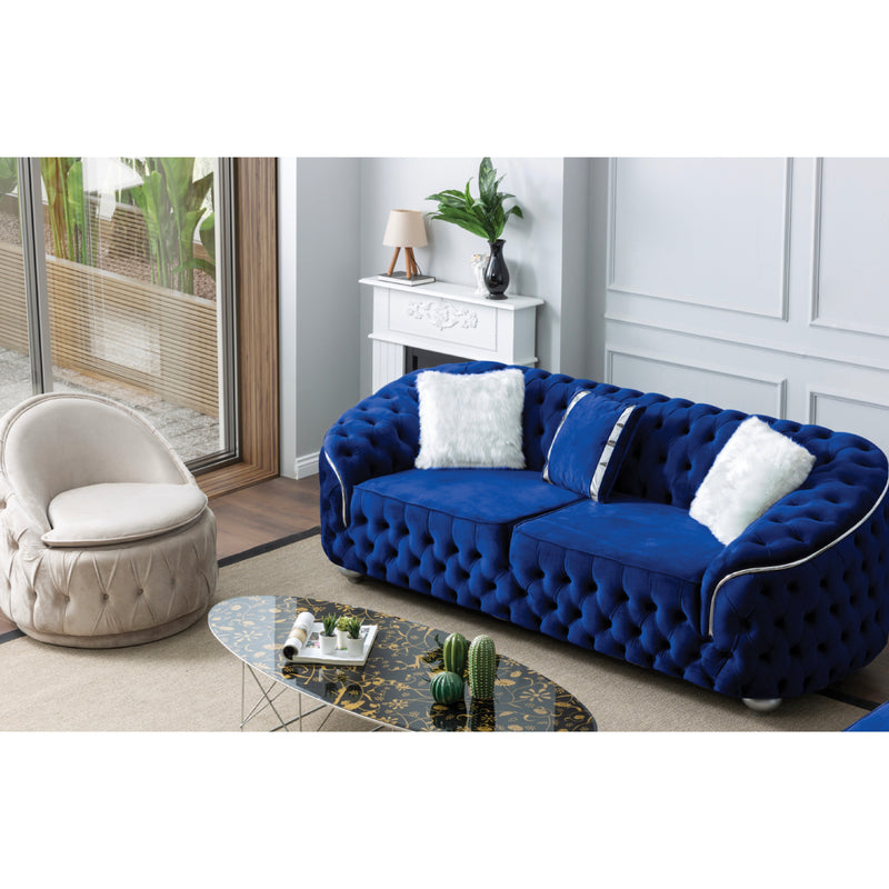 Bursa 84 in. Loveseat in Navy Velvet - Gate FurnitureLoveseat