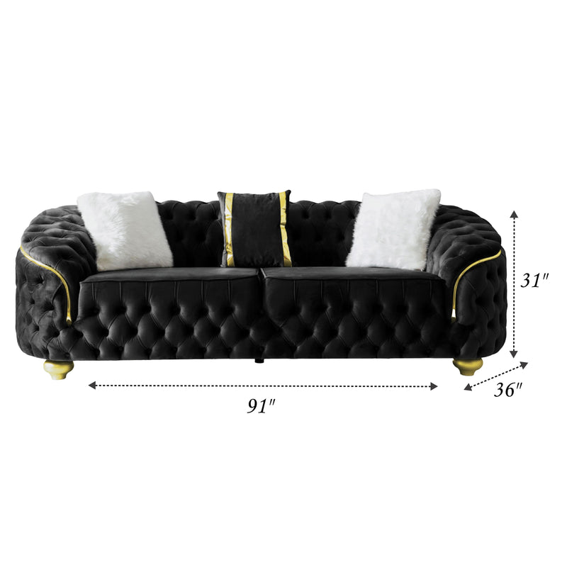 Bursa 91 in. Sofa in Black - Gate FurnitureSofa
