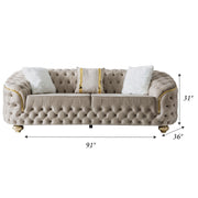 Bursa 91 in. Sofa in Cream - Gate FurnitureSofa
