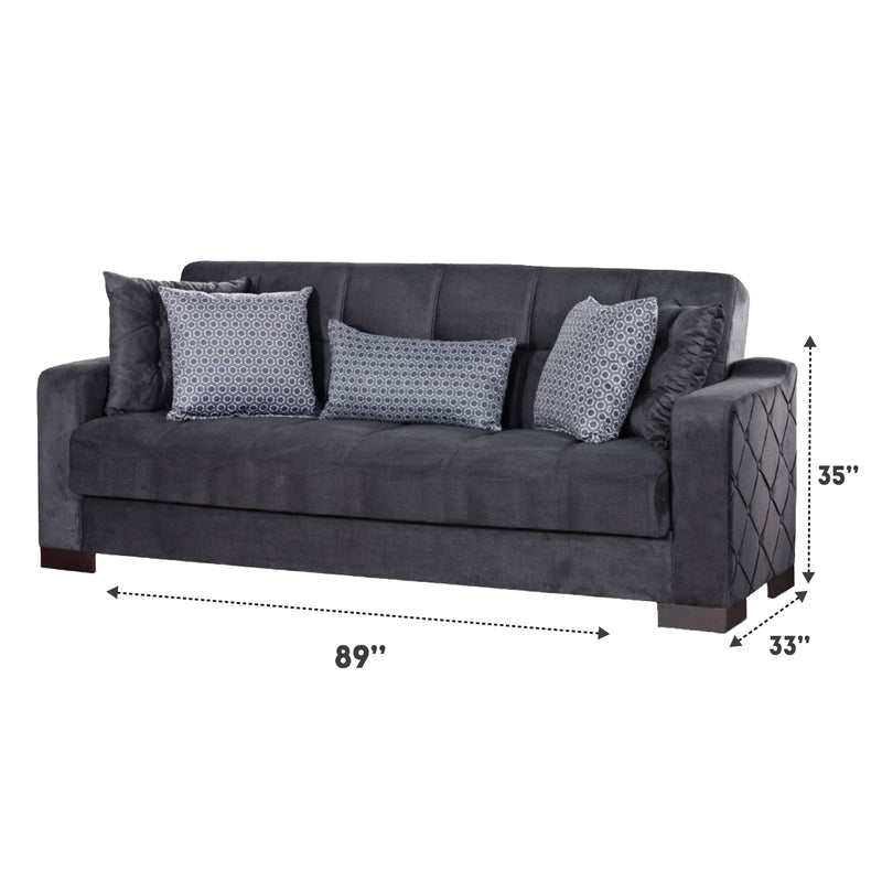 Cairo 89 in. Convertible Sleeper Sofa in Gray with Storage - Gate FurnitureSleeper Sofa
