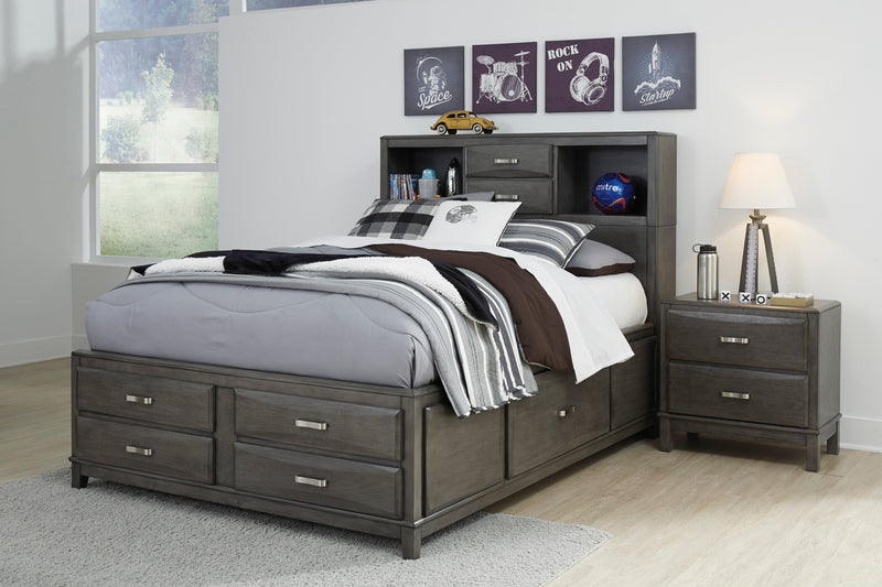 Caitbrook Gray Bookcase Storage Platform Youth Bedroom Set - Gate FurnitureYouth Bedroom Set
