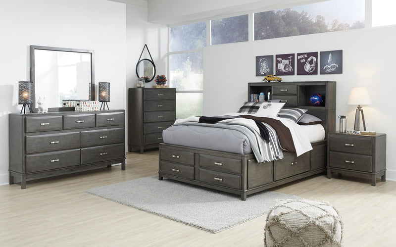 Caitbrook Gray Bookcase Storage Platform Youth Bedroom Set - Gate FurnitureYouth Bedroom Set
