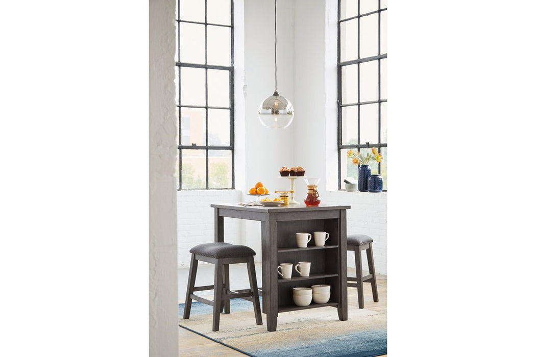 Caitbrook Gray Counter Height Dining Table and Bar Stools (Set of 3) - D388-113 - Gate Furniture