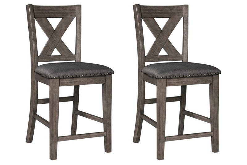 Caitbrook Gray Counter Height Upholstered Bar Stool (Set of 2) - Gate FurnitureBarstool