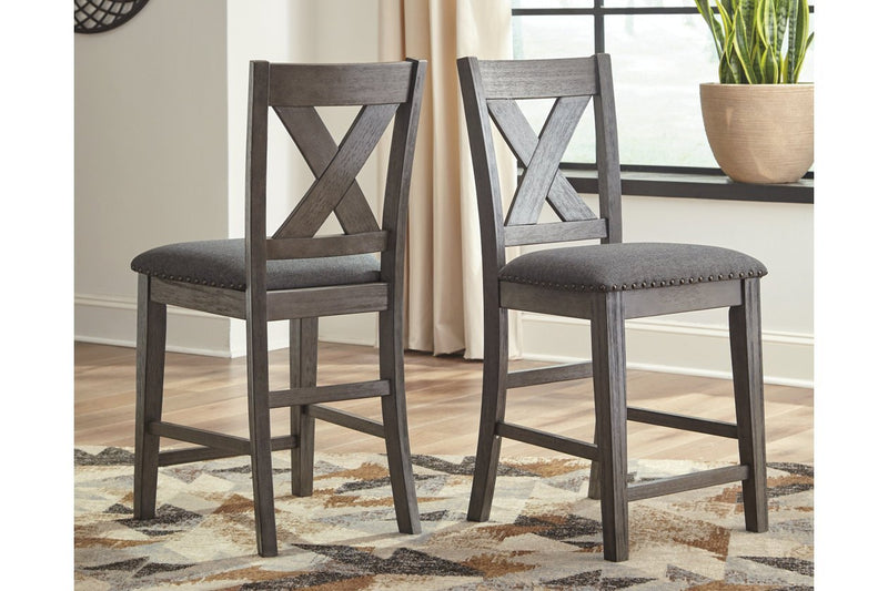 Caitbrook Gray Counter Height Upholstered Bar Stool (Set of 2) - Gate FurnitureBarstool