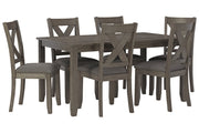 Caitbrook Gray Dining Table and Chairs (Set of 7) - Gate FurnitureDining Table