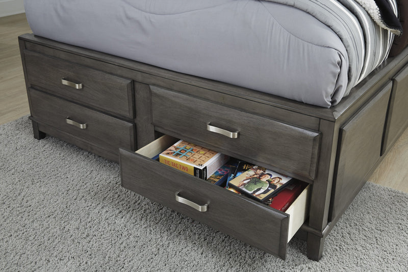 Caitbrook Gray Full Bookcase Storage Bed - Gate FurnitureFull Bed