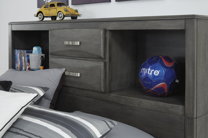 Caitbrook Gray Full Bookcase Storage Bed - Gate FurnitureFull Bed