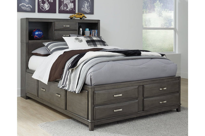 Caitbrook Gray Full Storage Bed with 7 Drawers - Gate FurnitureFull Bed