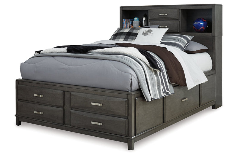 Caitbrook Gray Full Storage Bed with 7 Drawers - Gate FurnitureFull Bed