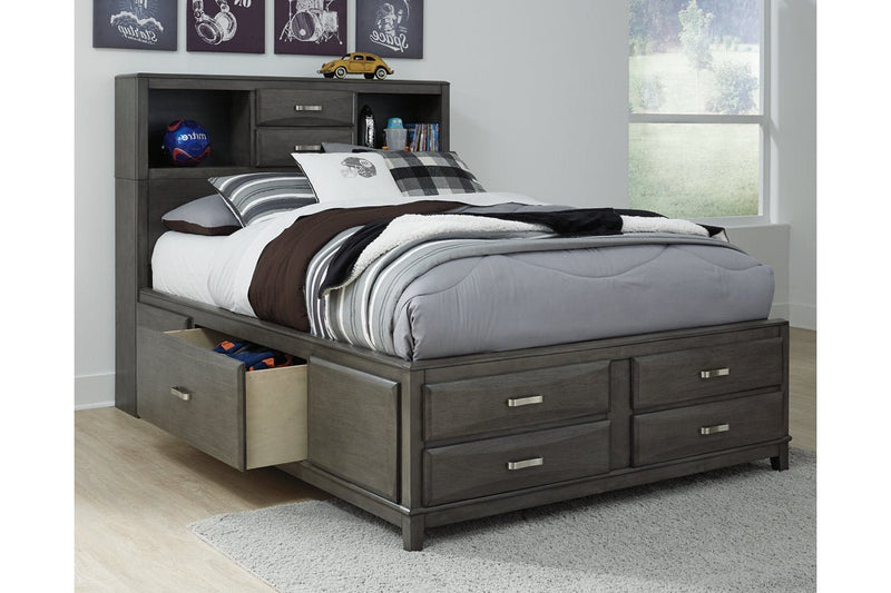 Caitbrook Gray Full Storage Bed with 7 Drawers - Gate FurnitureFull Bed