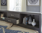 Caitbrook Gray King Bookcase Storage Bed - Gate FurnitureKing Bed
