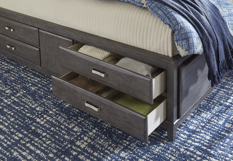 Caitbrook Gray King Bookcase Storage Bed - Gate FurnitureKing Bed