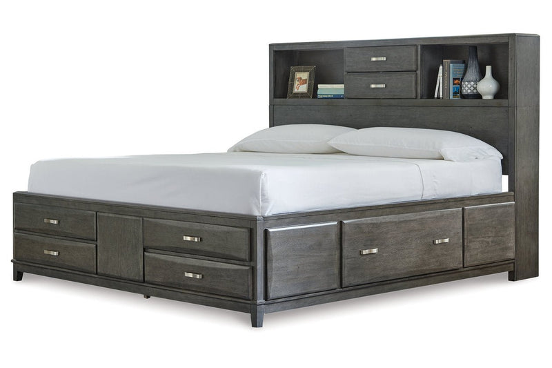 Caitbrook Gray King Storage Bed with 8 Drawers - Gate FurnitureKing Bed