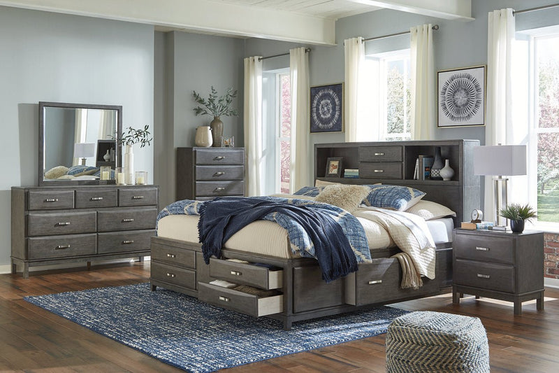 Caitbrook Gray Queen Storage Bed with 8 Drawers - Gate FurnitureQueen Bed