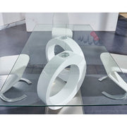 Calgary Gray Glass Top Table & PU Chair Dining Set - Gate FurnitureDining Room Set