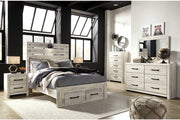 Cambeck Whitewash Full Panel Bed with 2 Storage Drawers - Gate FurnitureFull Bed