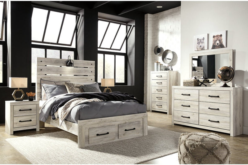 Cambeck Whitewash Full Panel Bed with 2 Storage Drawers - Gate FurnitureFull Bed