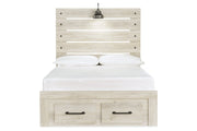Cambeck Whitewash Full Panel Bed with 2 Storage Drawers - Gate FurnitureFull Bed