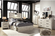Cambeck Whitewash Full Panel Bed with 4 Storage Drawers - Gate FurnitureFull Bed