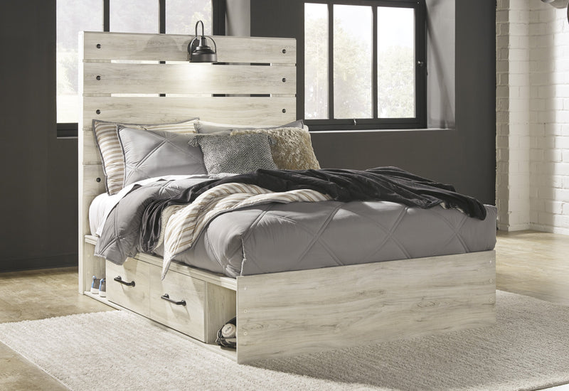 Cambeck Whitewash Full Side Storage Platform Bed - Gate FurnitureFull Bed