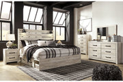 Cambeck Whitewash King Panel Bed with 2 Storage Drawers - Gate FurnitureKing Bed