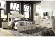 Cambeck Whitewash King Panel Bed with 2 Storage Drawers - Gate FurnitureKing Bed