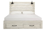 Cambeck Whitewash King Panel Bed with 2 Storage Drawers - Gate FurnitureKing Bed