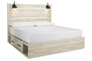 Cambeck Whitewash King Panel Bed with 2 Storage Drawers - Gate FurnitureKing Bed