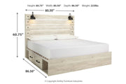 Cambeck Whitewash King Panel Bed with 2 Storage Drawers - Gate FurnitureKing Bed
