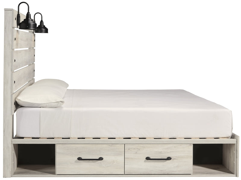 Cambeck Whitewash King Side Storage Platform Bed - Gate FurnitureKing Bed
