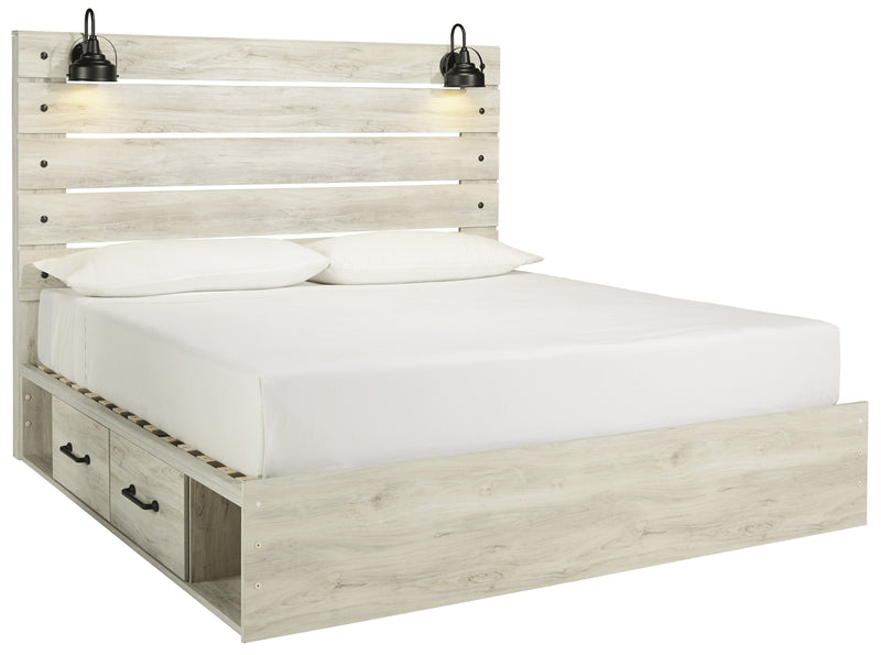 Cambeck Whitewash King Side Storage Platform Bed - Gate FurnitureKing Bed
