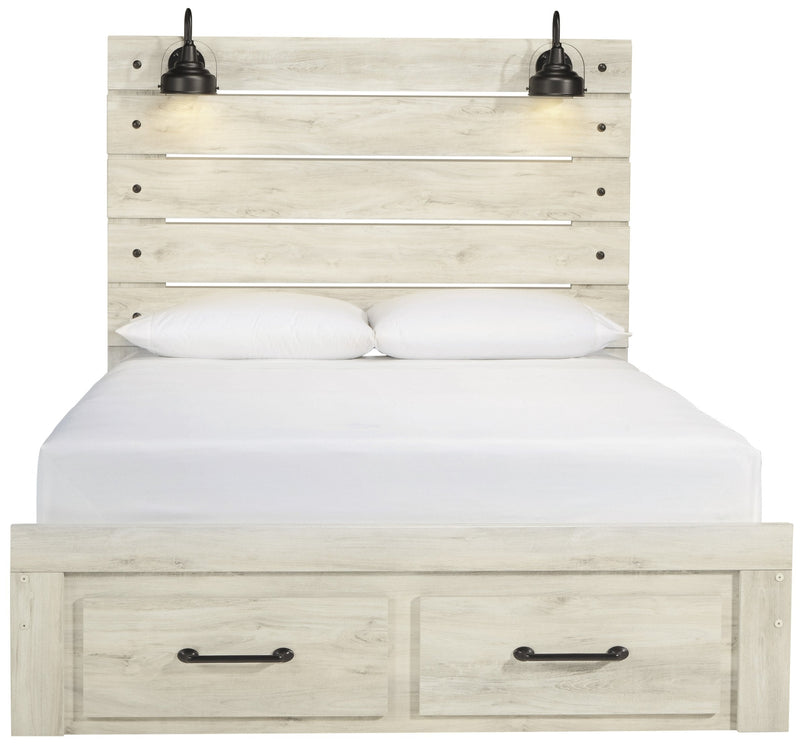 Cambeck Whitewash Queen Footboard Storage Bed - Gate FurnitureQueen Bed