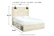 Cambeck Whitewash Queen Panel Bed with 2 Storage Drawers - Gate FurnitureQueen Bed