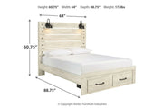Cambeck Whitewash Queen Panel Bed with 2 Storage Drawers - Gate FurnitureQueen Bed