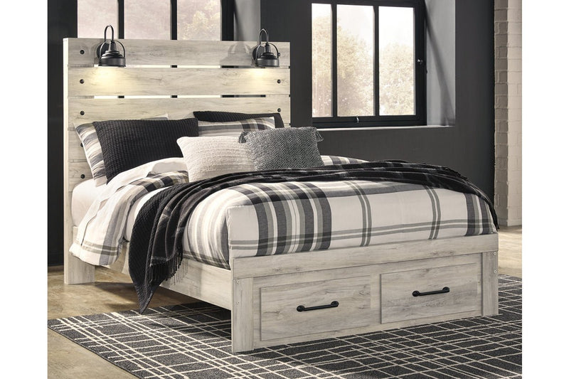 Cambeck Whitewash Queen Panel Bed with 2 Storage Drawers - Gate FurnitureQueen Bed